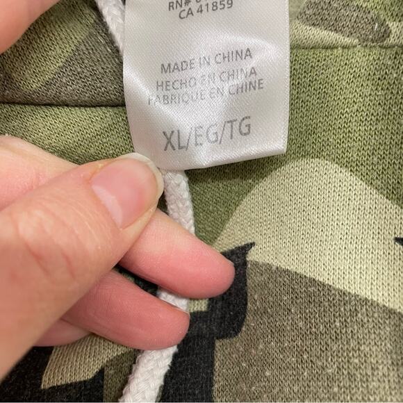 Smokey Bear Green Camo Print Prevent Forest Fires Hoodie Sweatshirt XL - Picture 7 of 7